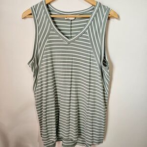 EUC NINEXIS SAGE GREEN WHITE STRIPED TANK TOP SIZE LARGE